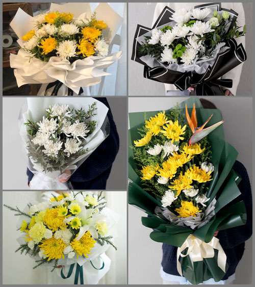 山东莱芜莱城区杨庄镇雪岭村白事花束代送